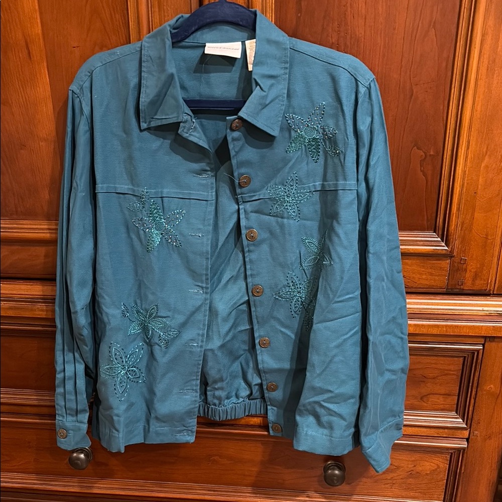 Alfred Dunner Blue Lightweight Shirt Jacket